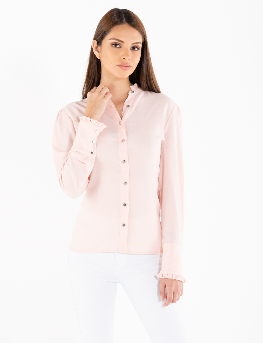 Blusa camisera manga larga rosa
