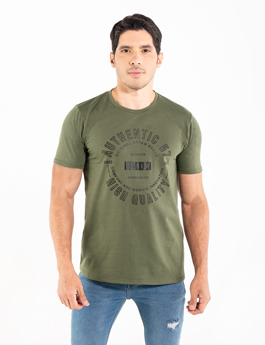 Camiseta Authentic verde militar, CAMISETAS Y POLOS, CAMISETAS Y POLOS, MODA HOMBRE, HOMBRES