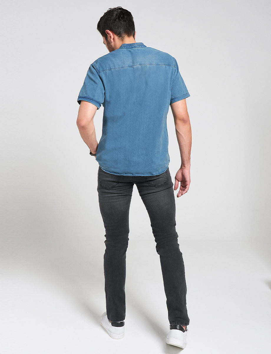 Jean Slim gris oscuro con roturas