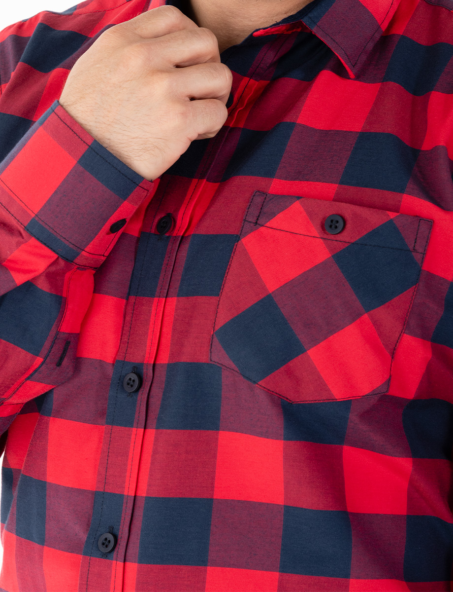 Camisa manga larga cuadros rojo