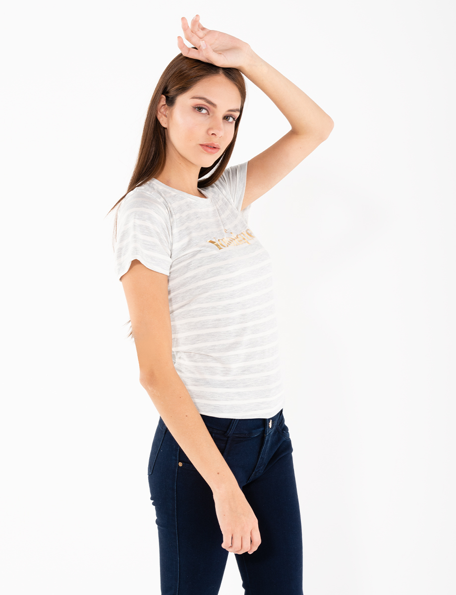 Camiseta rayas gris-blanco