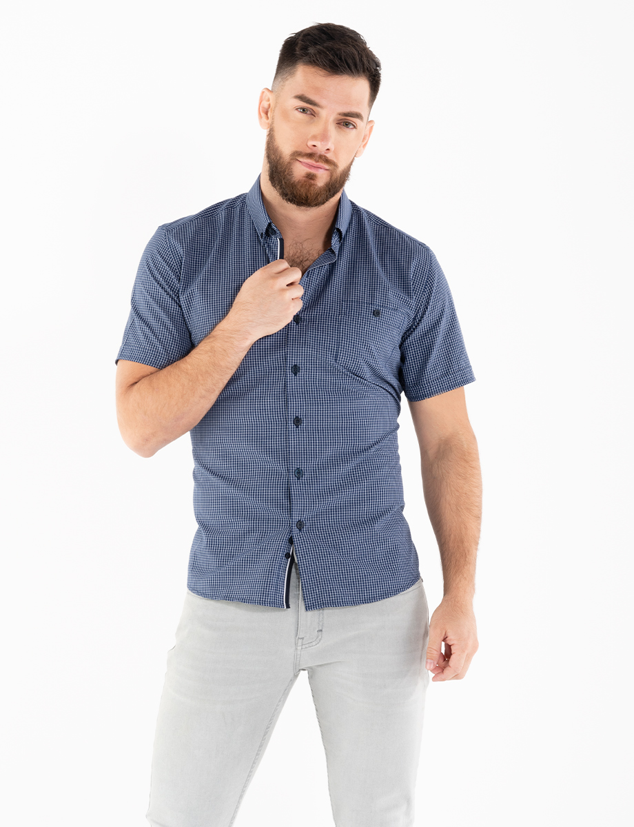 Camisa cuadros azul marino