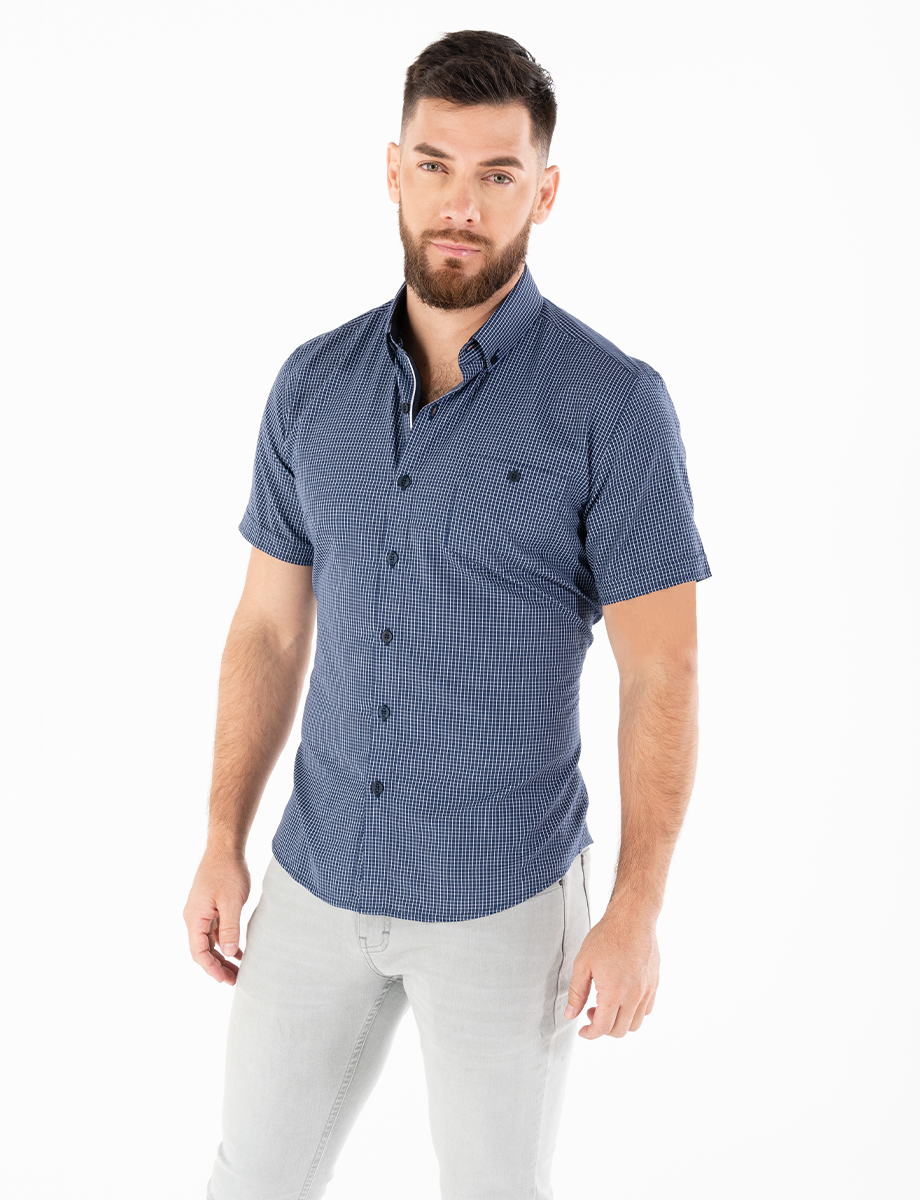 Camisa cuadros azul marino