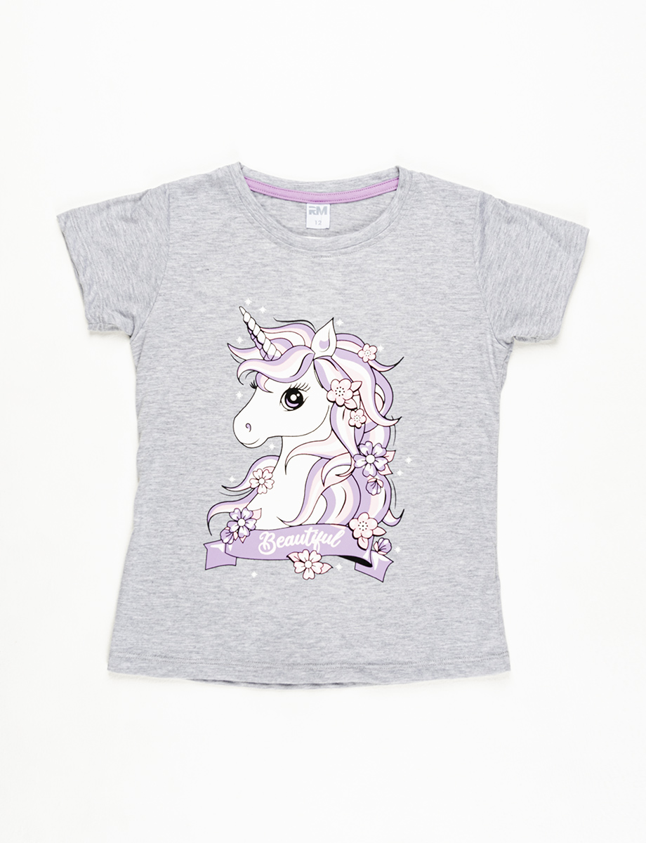 Camiseta Unicornio jaspeado claro Y | BLUSAS Y CAMISETAS | ESCOLAR NIÑAS | INFANTIL | Moda RM Tienda Online