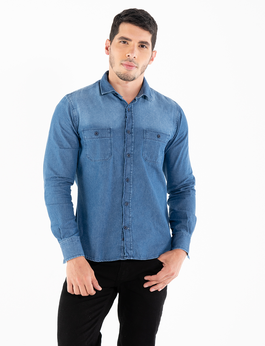 Camisa denim con bolsillos