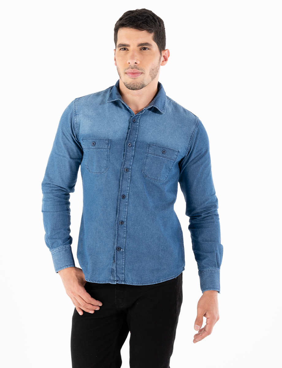 Camisa denim con bolsillos