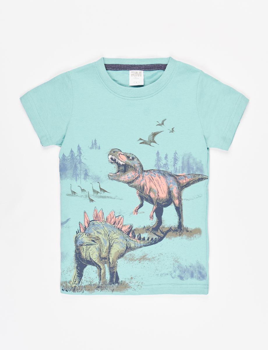 Camiseta pre Dinosaurios Celeste