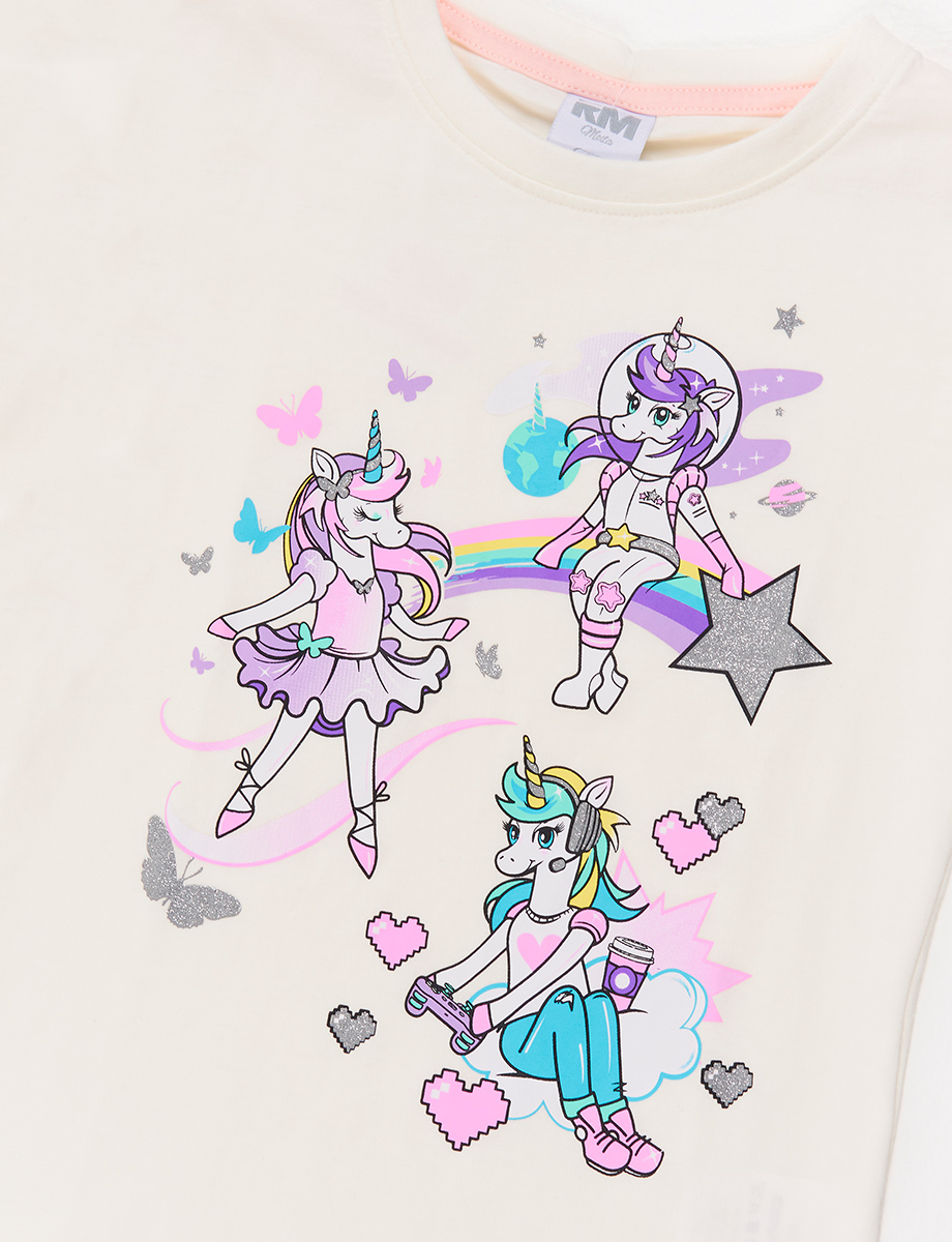 Camiseta esc Estampada Unicornios