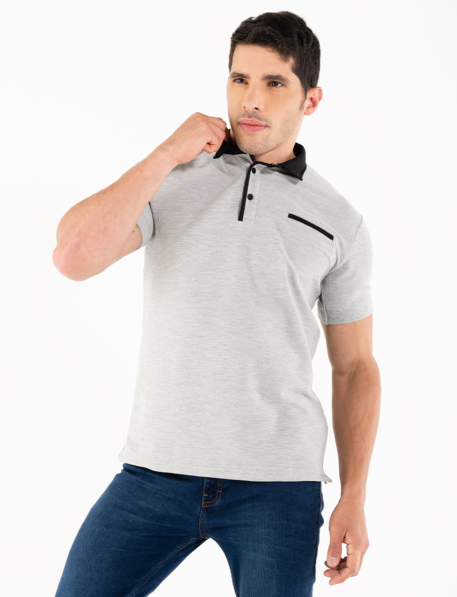 Polo jaspeado claro