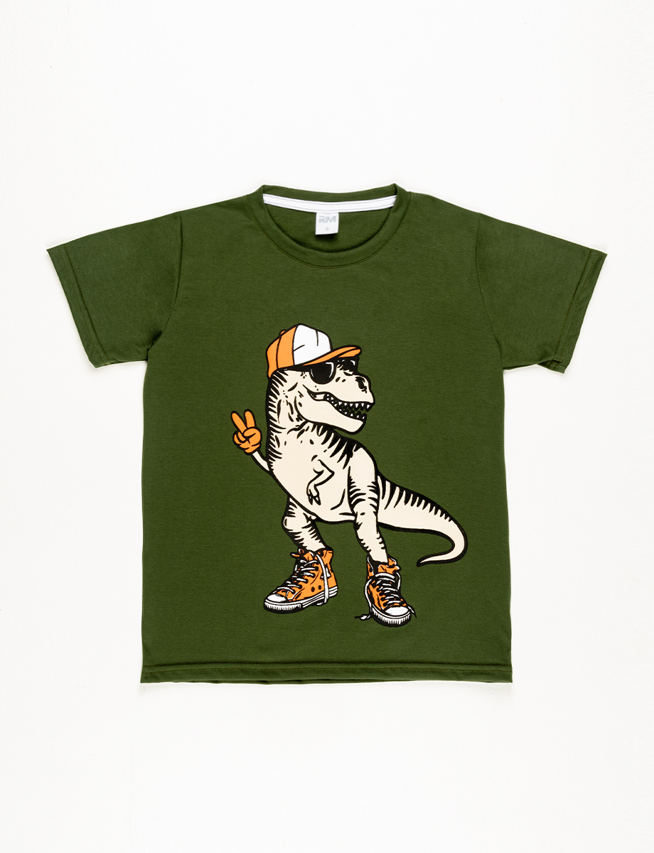 Camiseta verde estampado dinosaurio