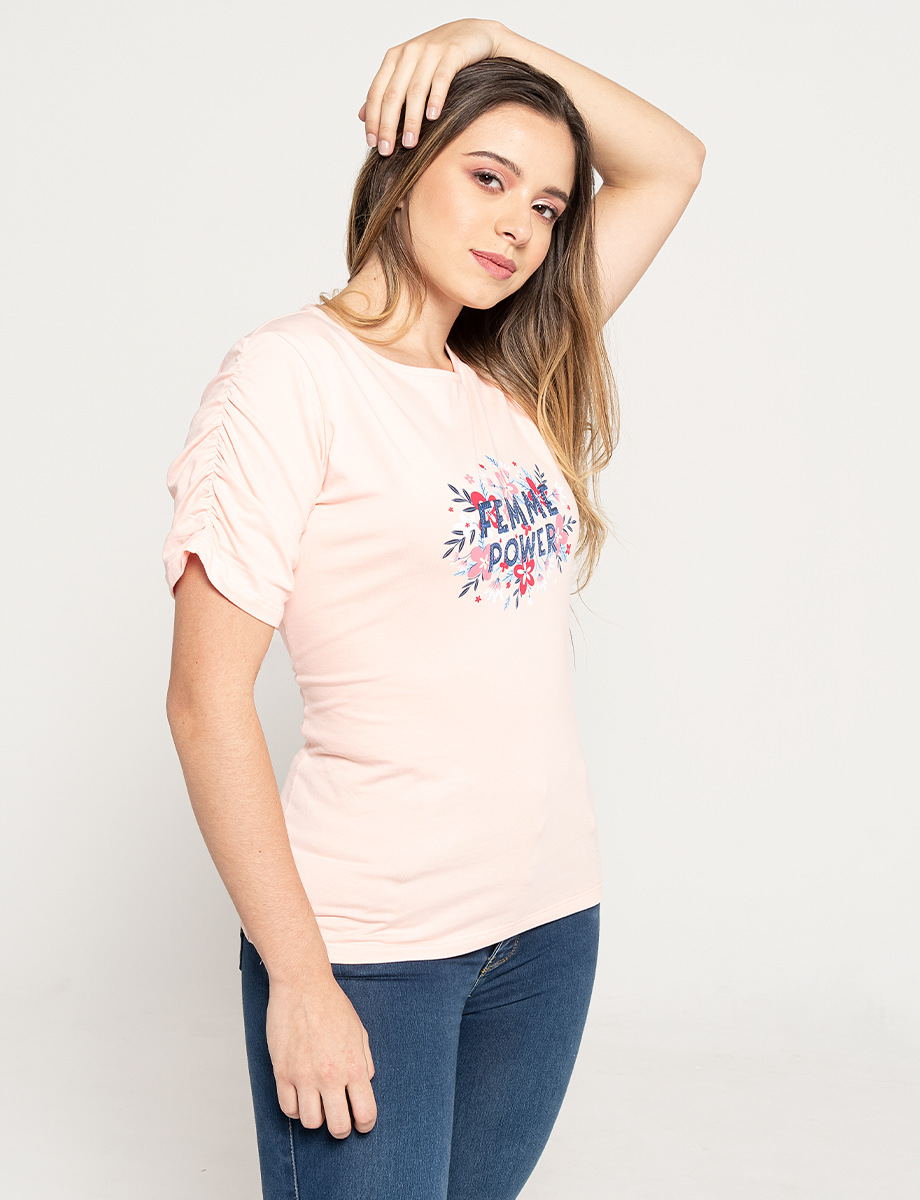 Camiseta Femme Power rosado