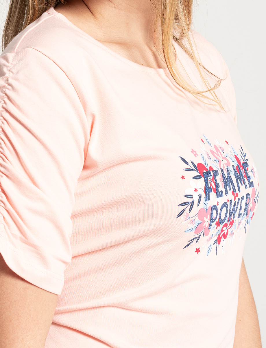 Camiseta Femme Power rosado