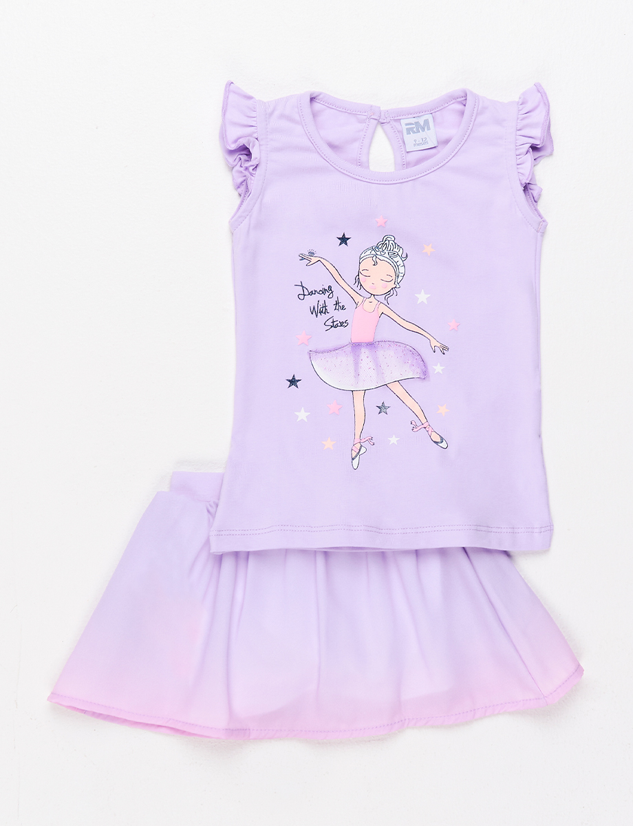 Conjunto Falda Camiseta lila