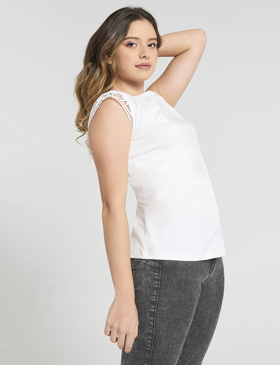 Camiseta encaje blanca manga sisa