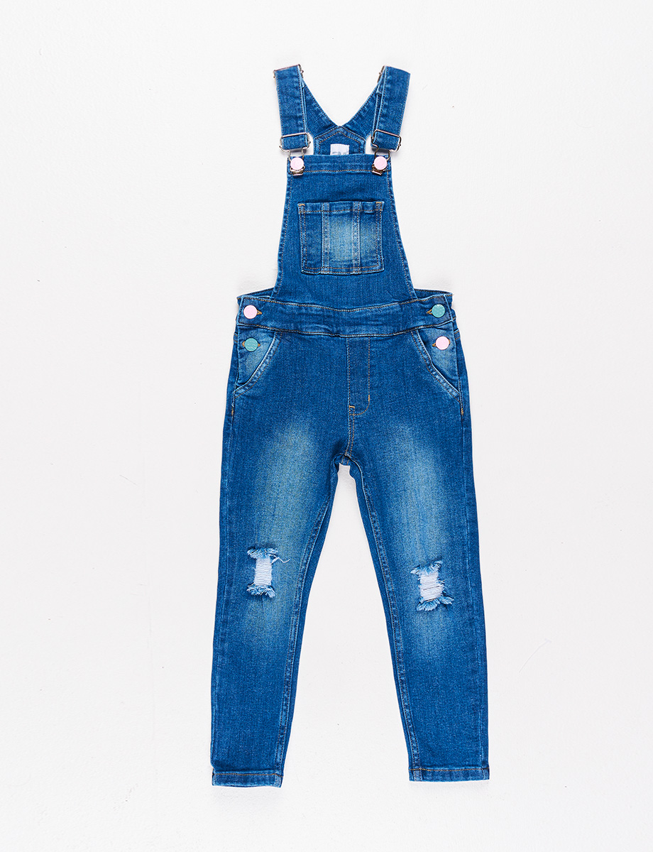 Overol largo denim con roturas