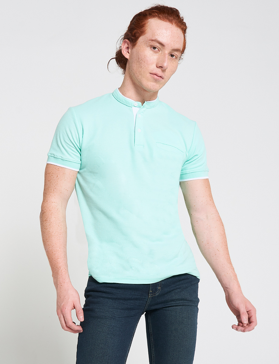 Polo cuello mao verde agua