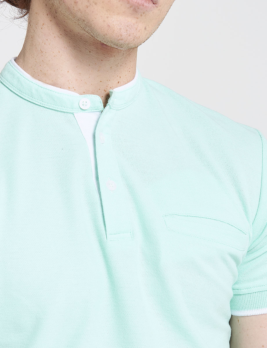 Polo cuello mao verde agua