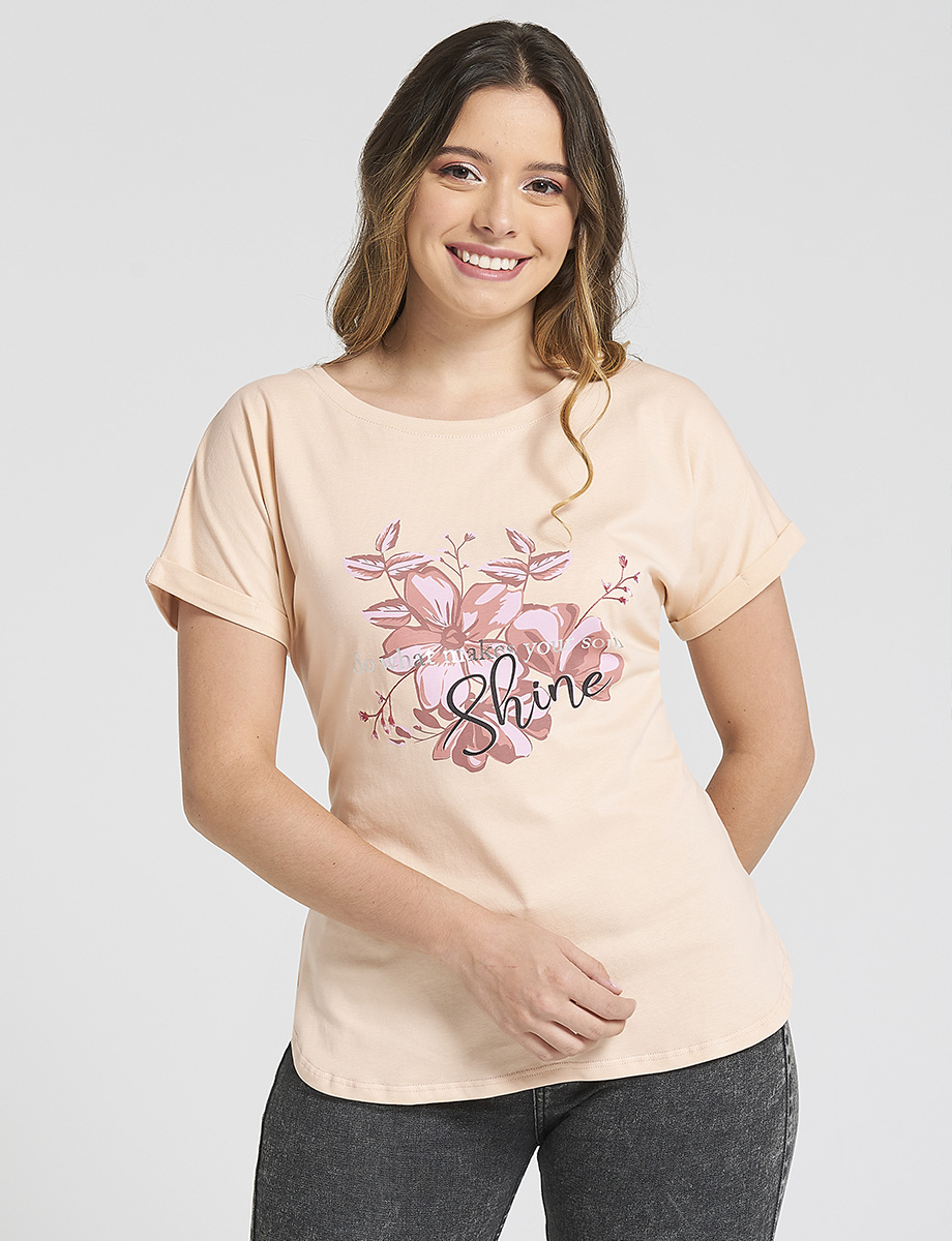 Camiseta beige Shine
