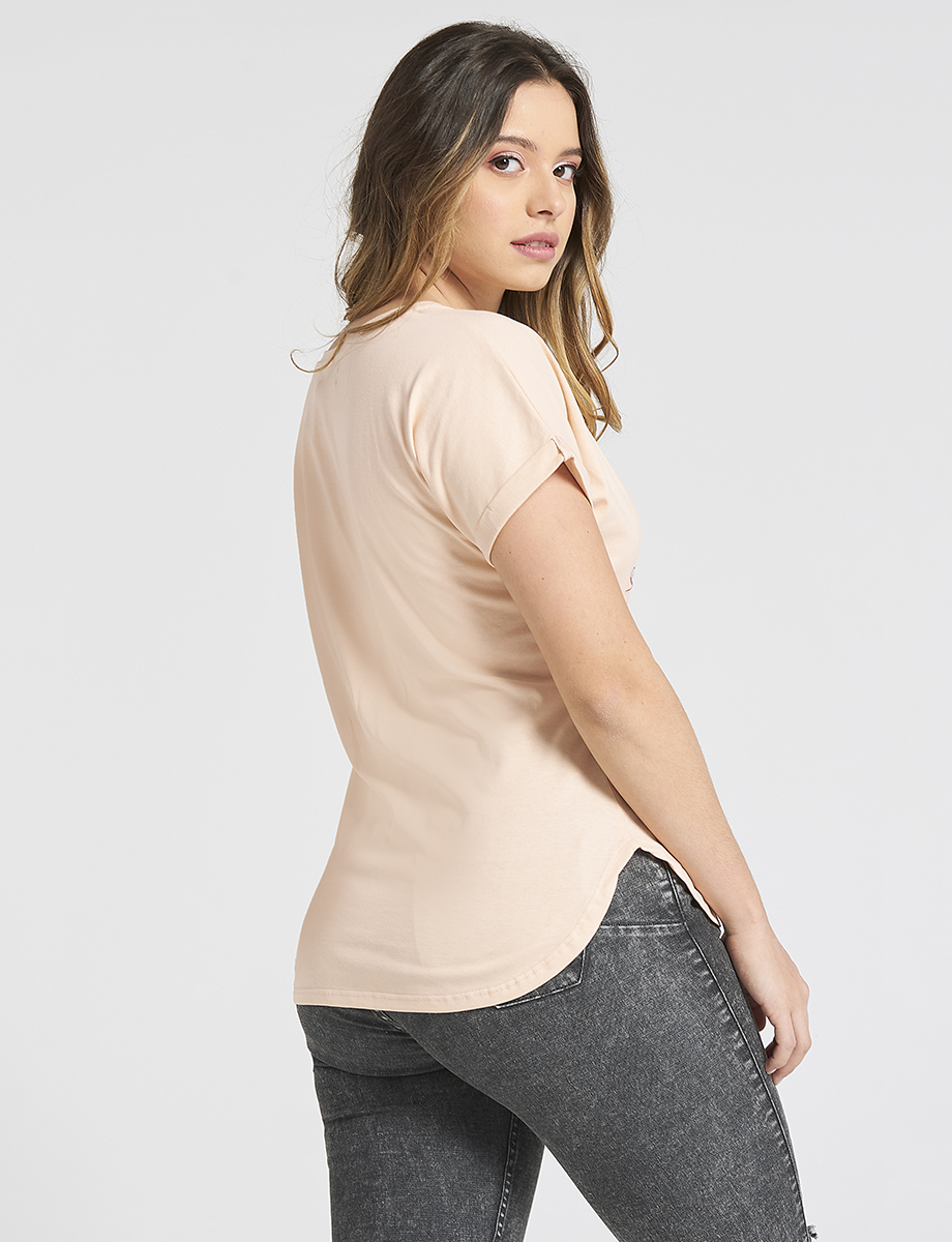 Camiseta beige Shine