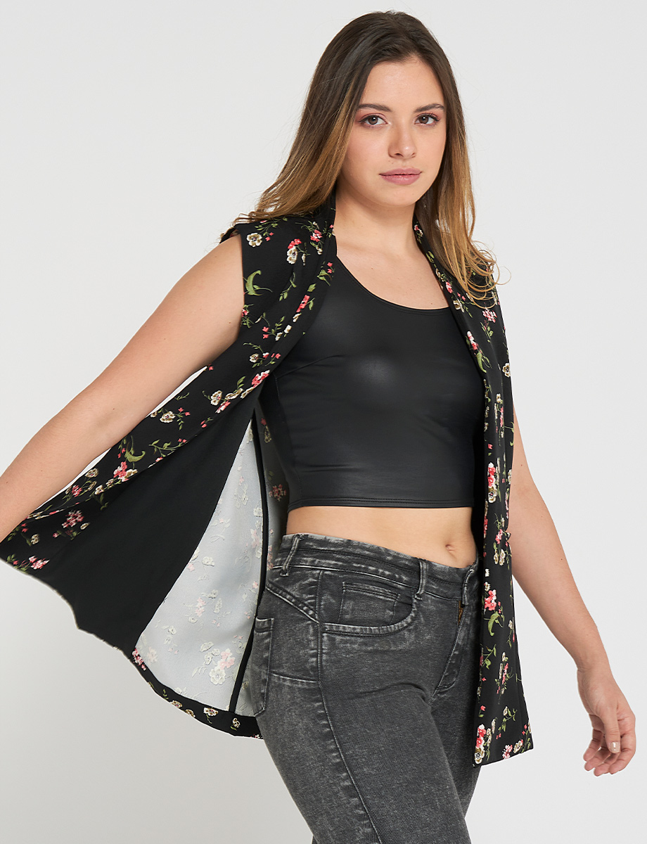 Blazer manga sisa floreado
