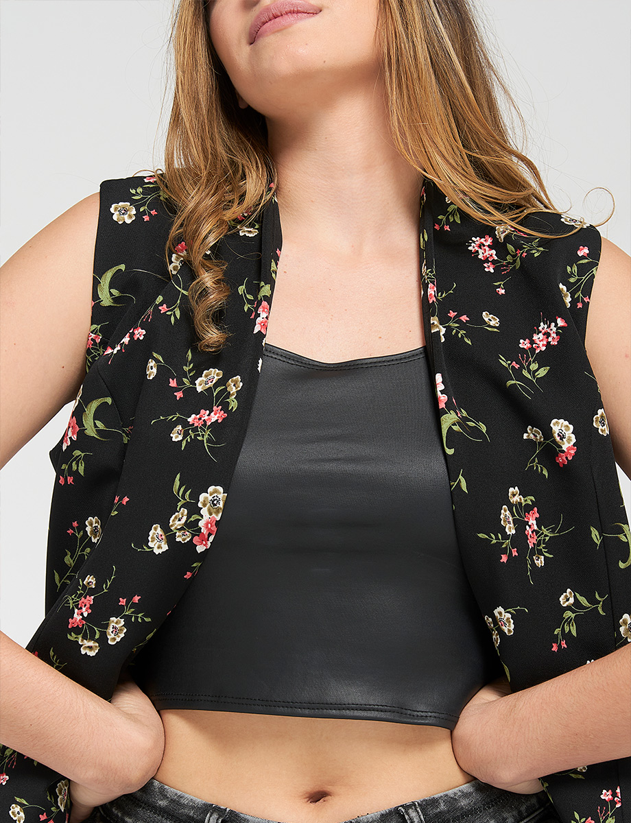 Blazer manga sisa floreado
