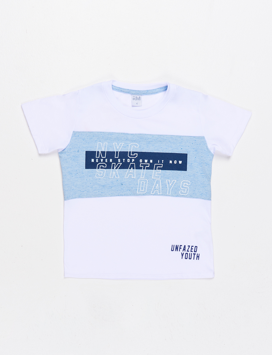 Camiseta esc NYC blanco-celeste