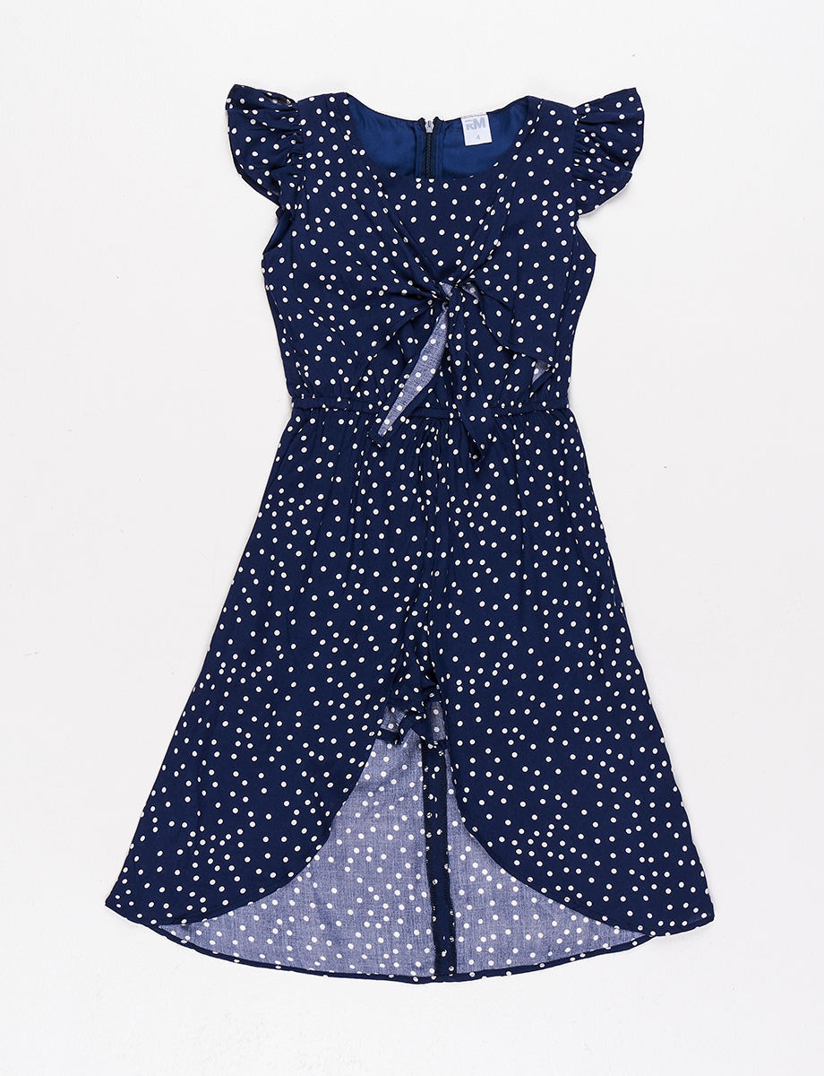 Vestido lunares azul manga con vuelo | FALDAS Y VESTIDOS | FALDAS Y VESTIDOS  | ESCOLAR NIÑAS | INFANTIL | Moda RM Tienda Online