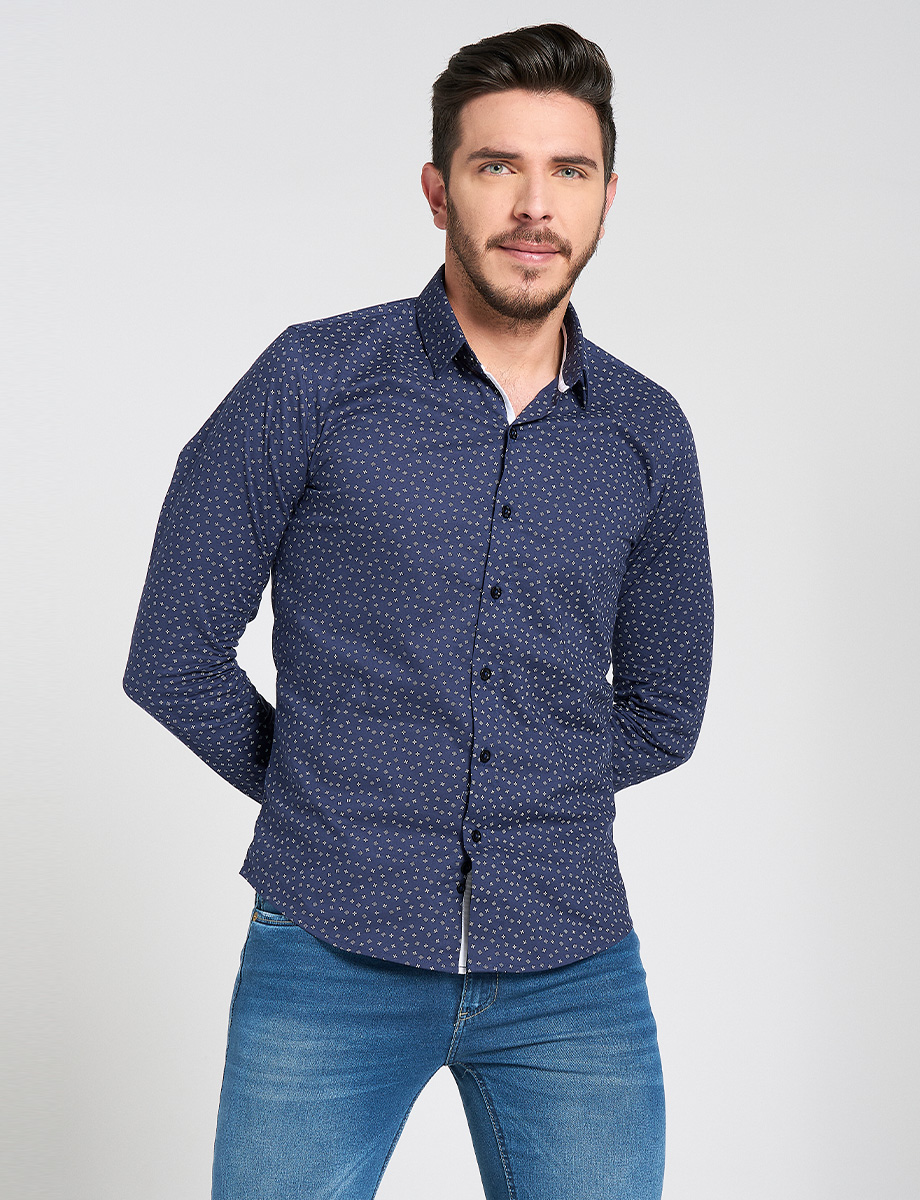 Camisa azul mini prints | CAMISAS | CAMISAS | MODA JUVENIL | HOMBRES | Moda  RM Tienda Online
