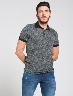 Polo jaspeado oscuro manga corta