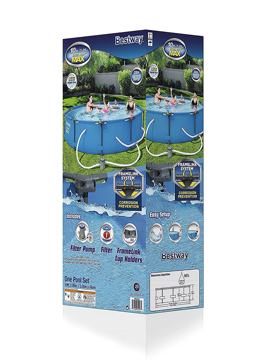 <em class="search-results-highlight">Piscina</em> redonda armable 56407F  Bestway azul