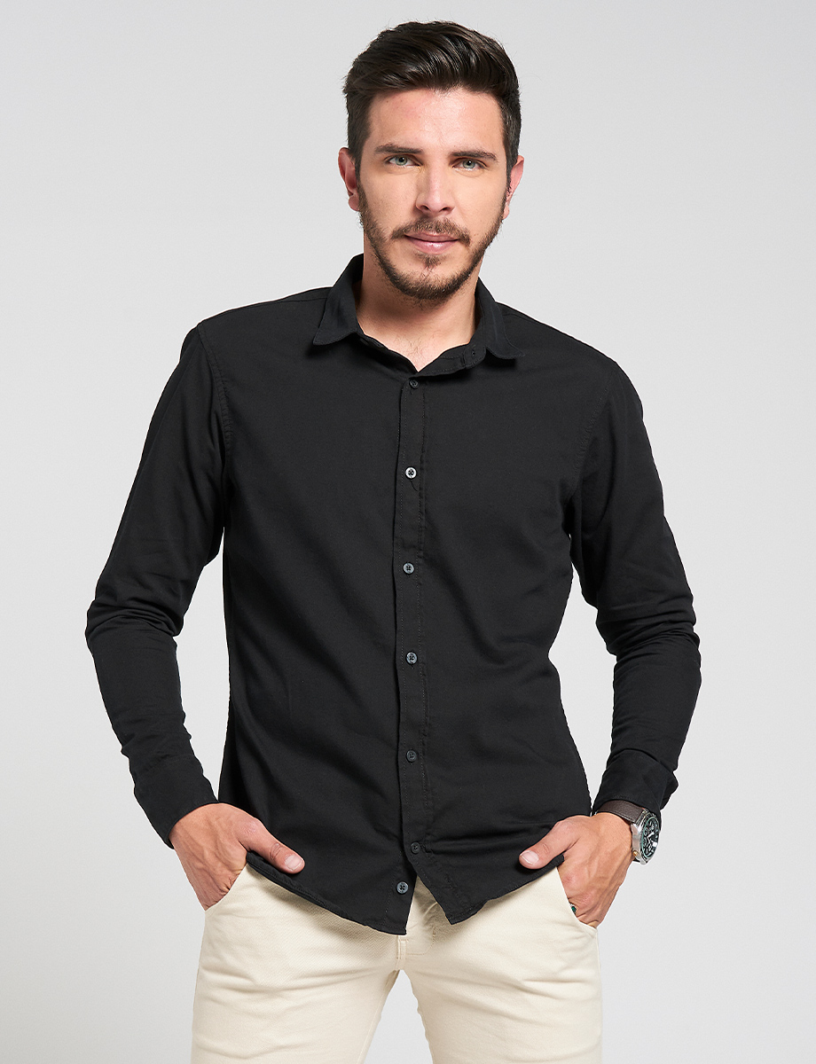 Jeans Hombre Combinacion De Ropa Azul Con Negro Camisa Manga Larga