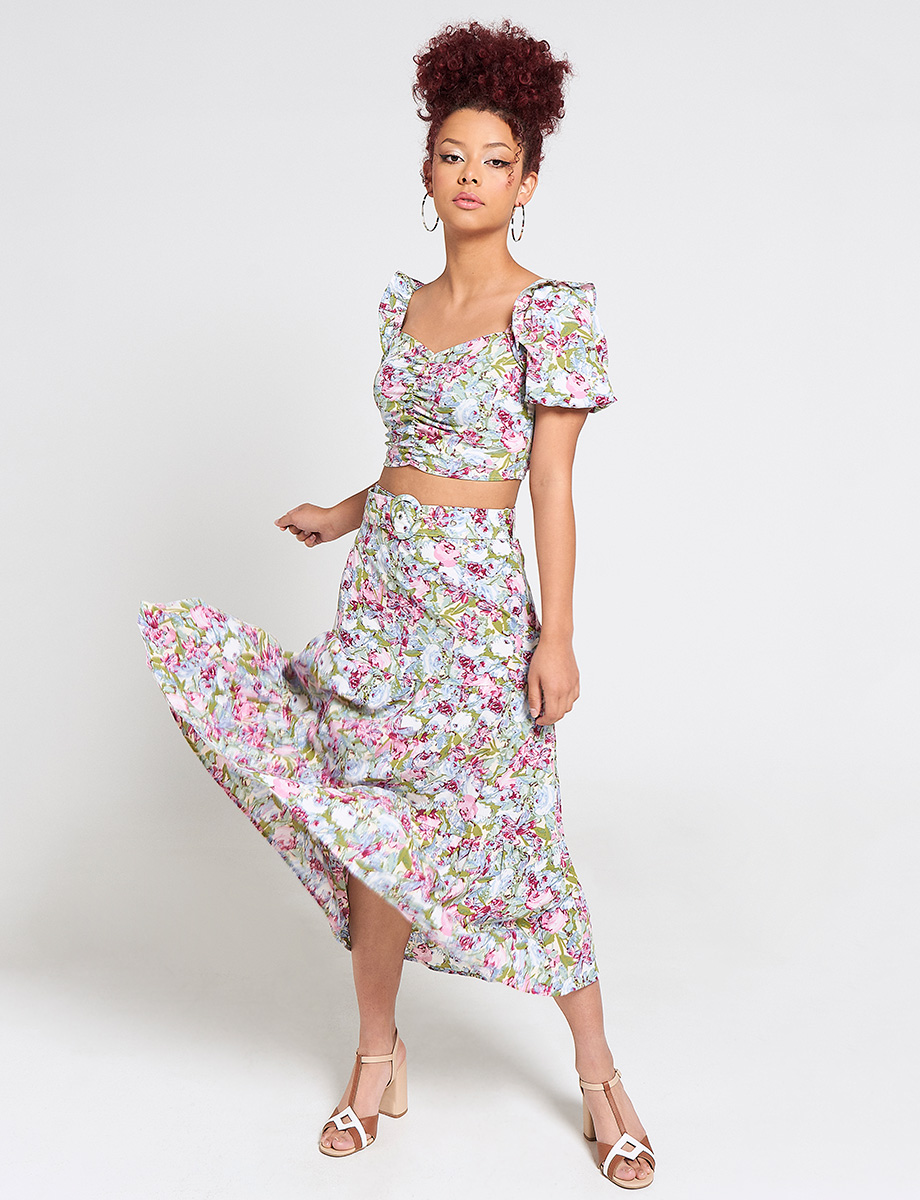 Set Blusa + Falda Flores