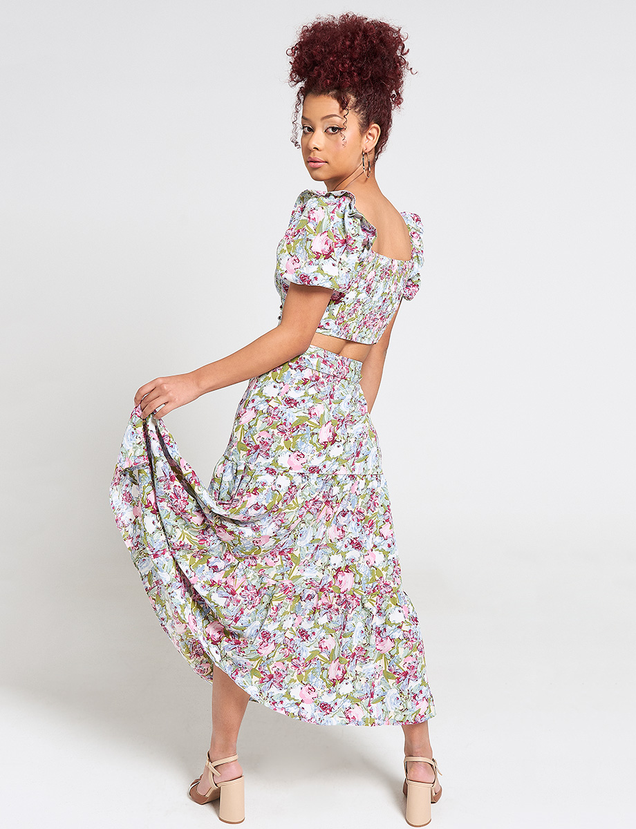 Set Blusa + Falda Flores