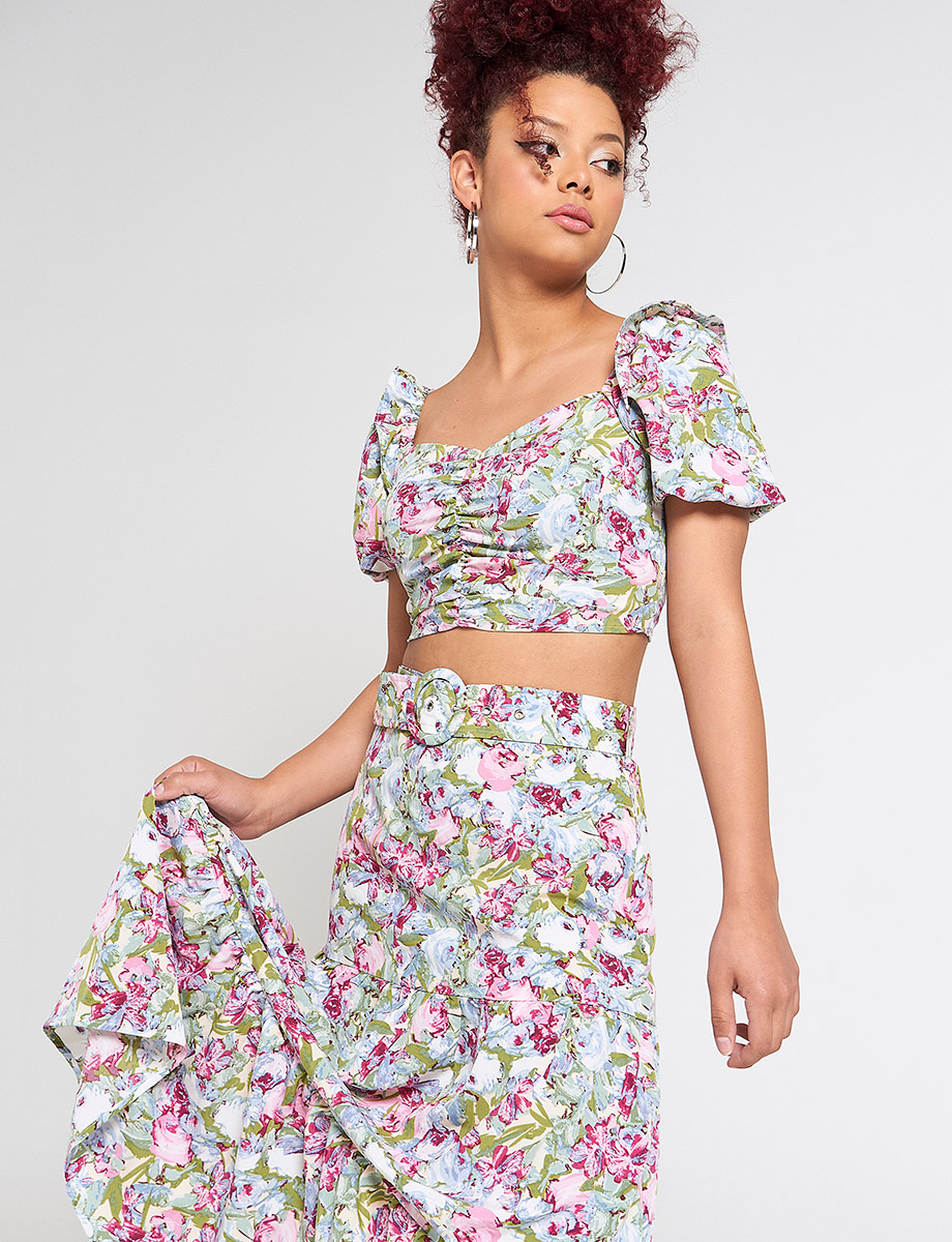 Set Blusa + Falda Flores