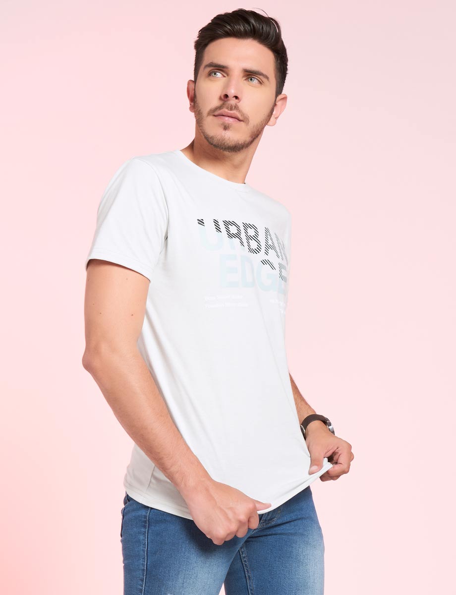 Camiseta con letras gris claro