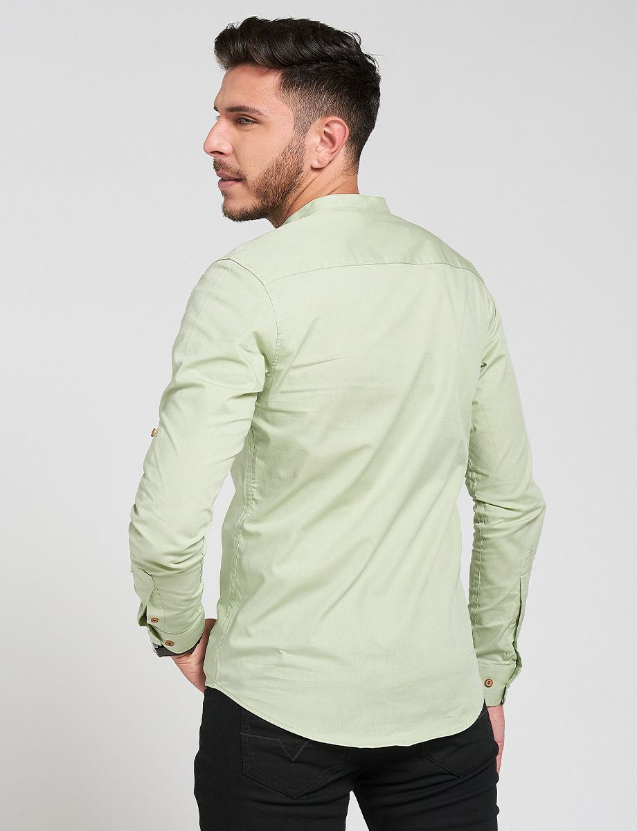 Camisa cuello mao verde