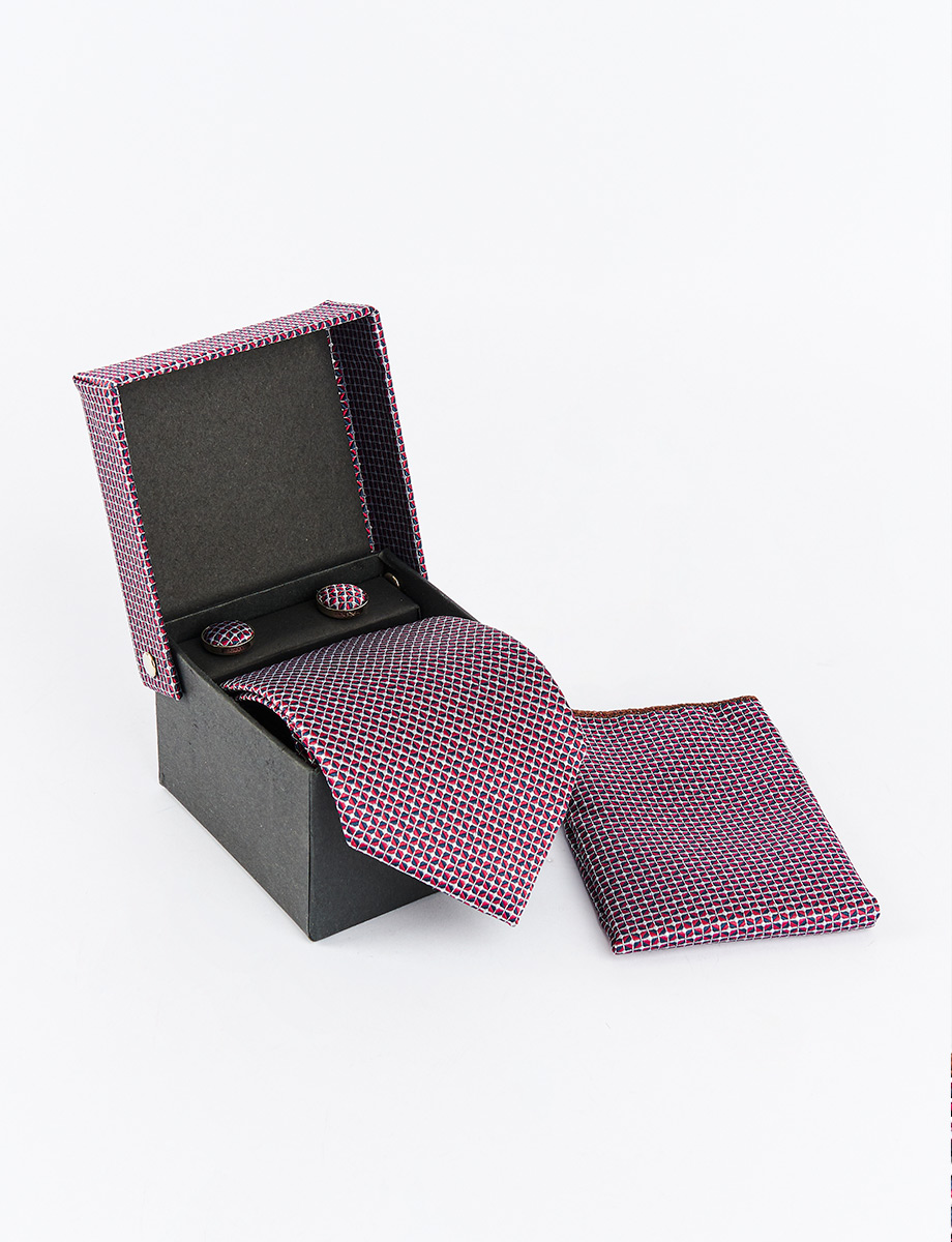 Set Corbata + Gemelos + Pañuelo Vino