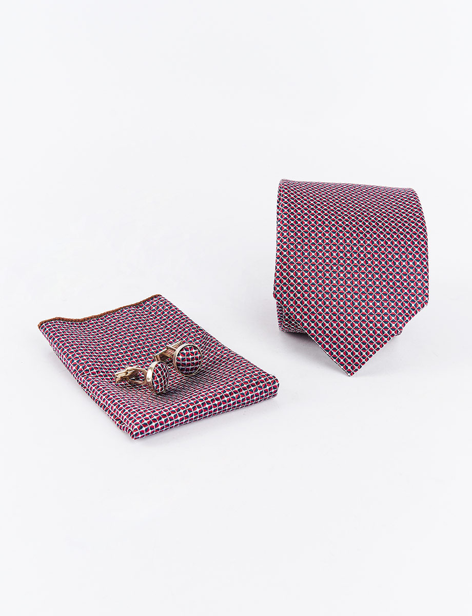 Set Corbata + Gemelos + Pañuelo Vino