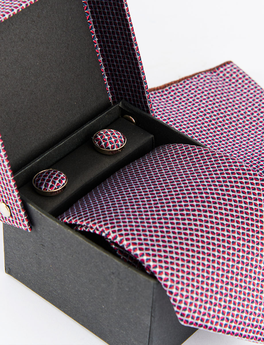 Set Corbata + Gemelos + Pañuelo Vino