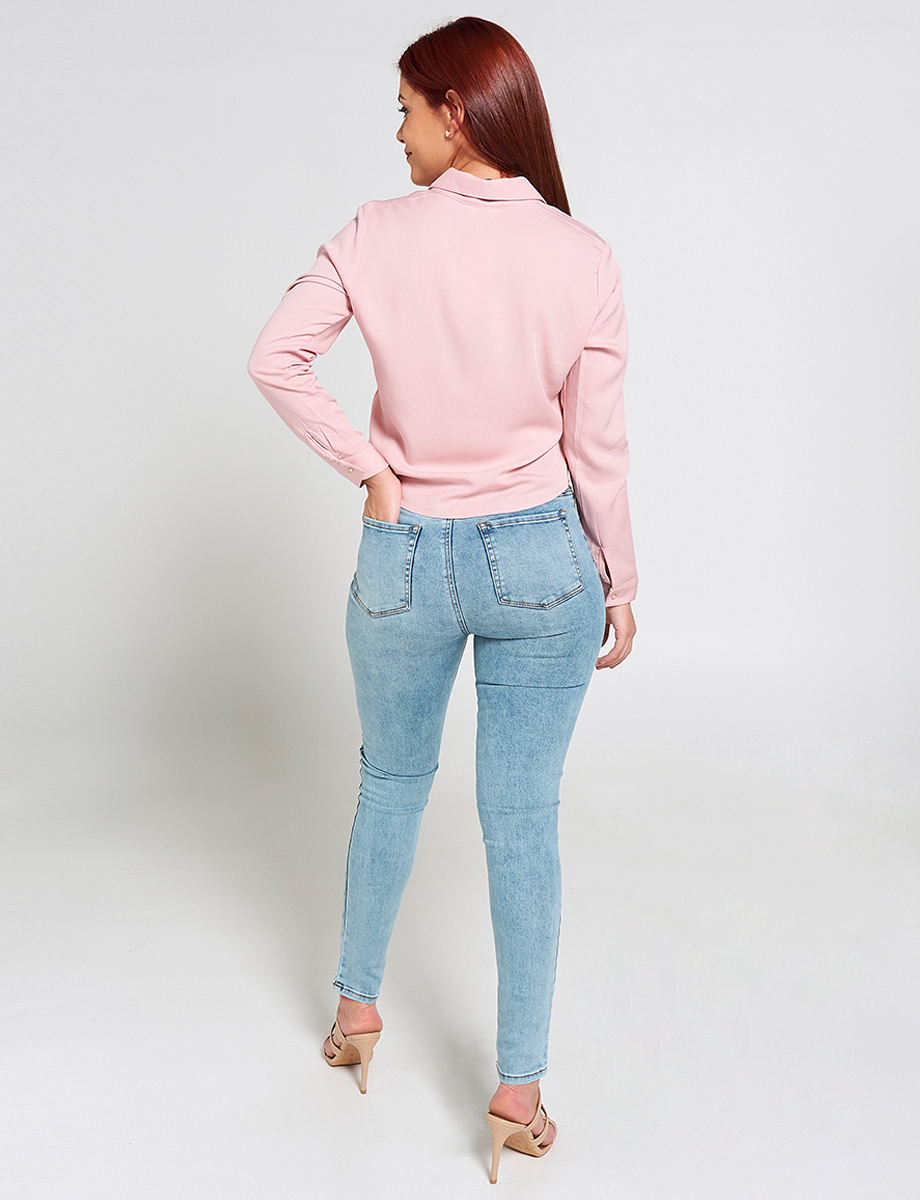 Jean Skinny con Botones Azul Claro