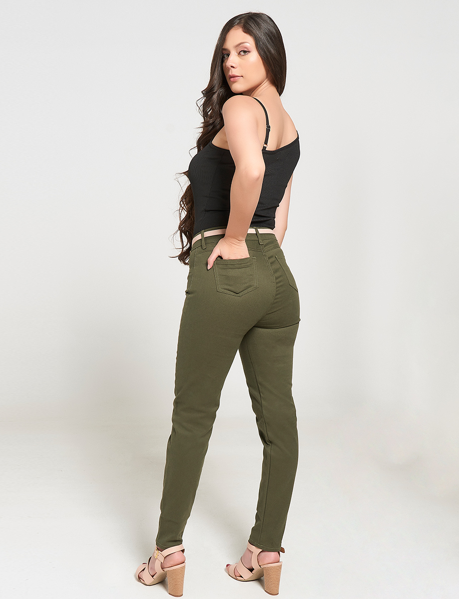 Pantalón Casual Verde militar con Cinturón