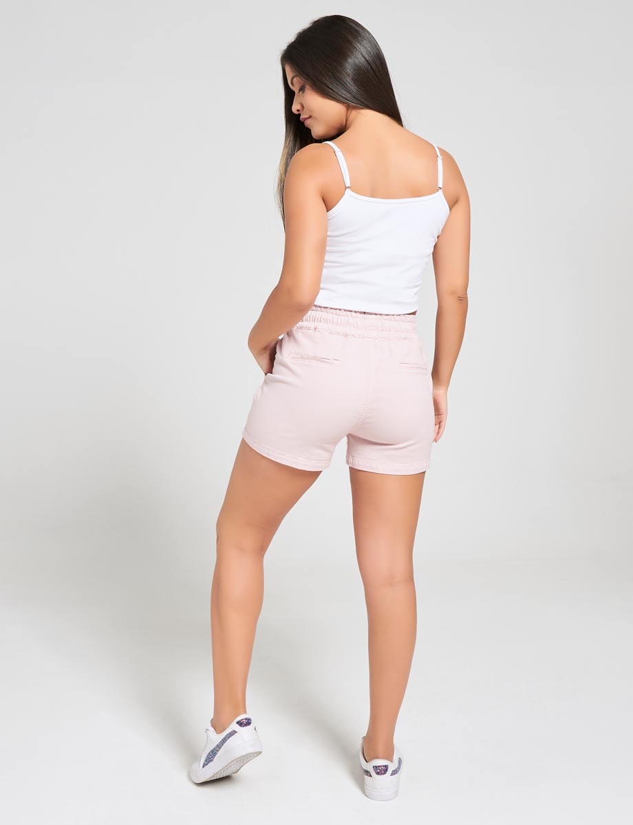Short Arruchado con cordón unicolor