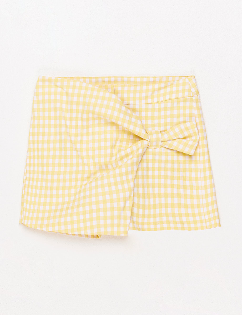 Falda Short a cuadros Amarillo