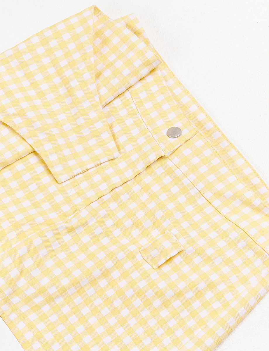 Falda Short a cuadros Amarillo