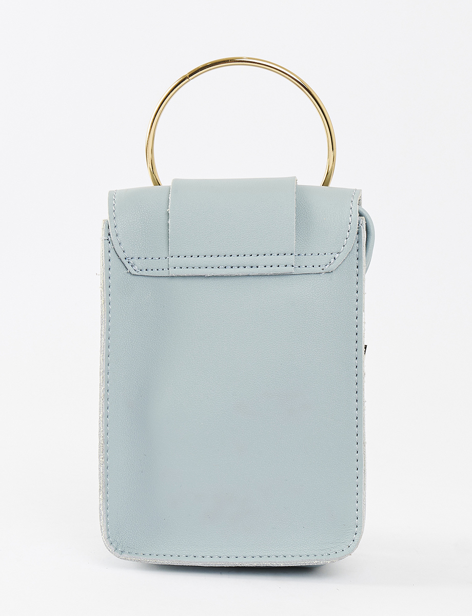 Cartera Celeste con Aplique Dorado