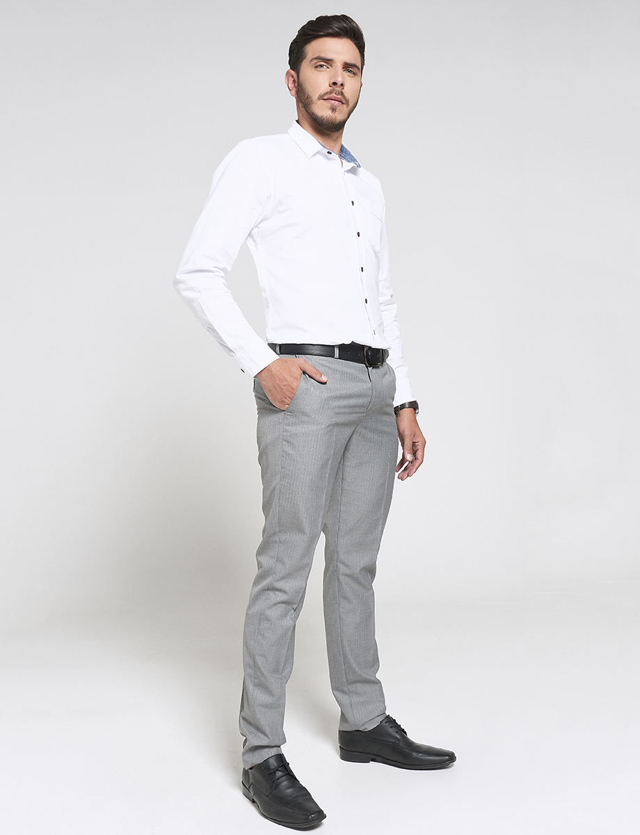 Pantalón Clásico Gris Claro