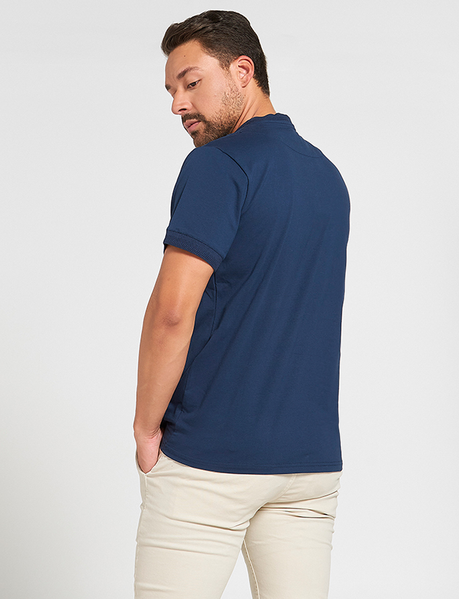 Polo Azul Cuello Mao