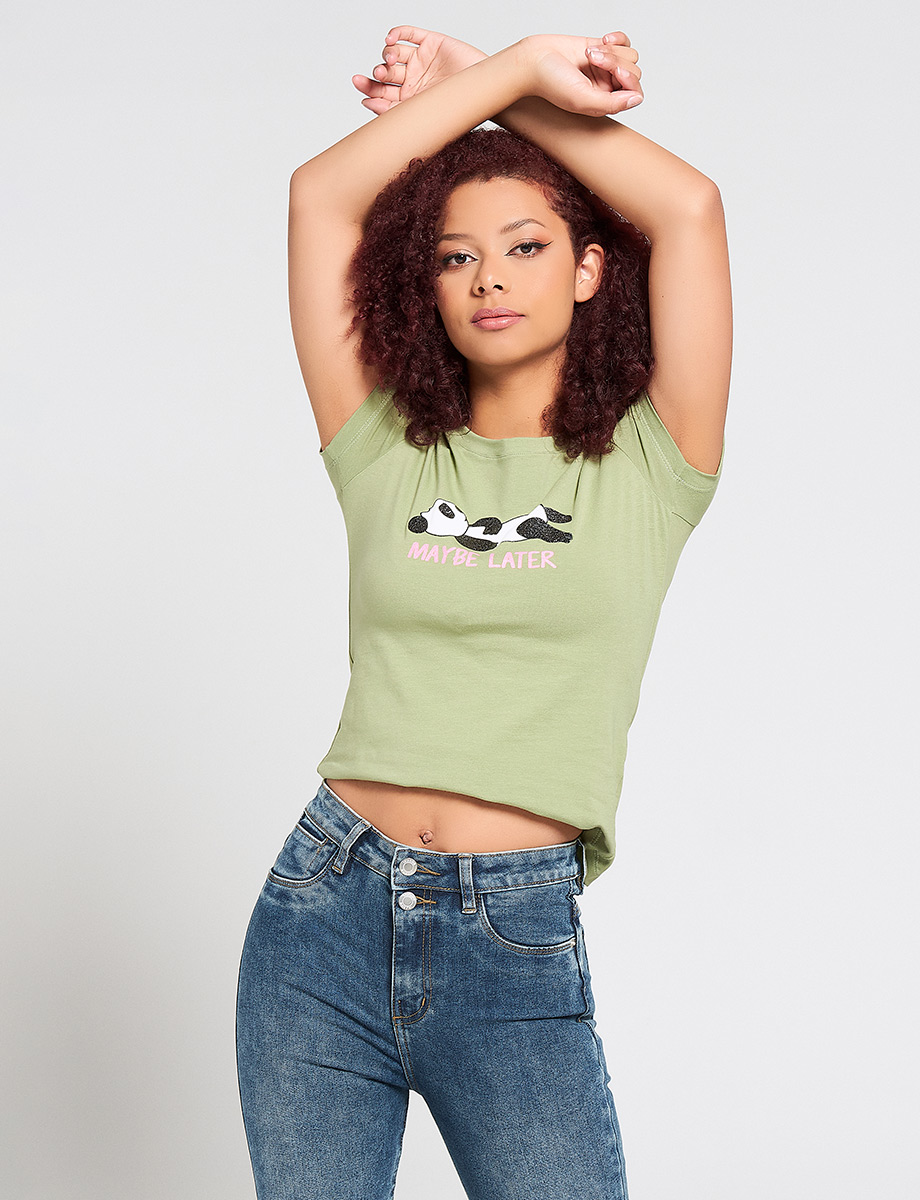 Camiseta Maybe Later verde oliva