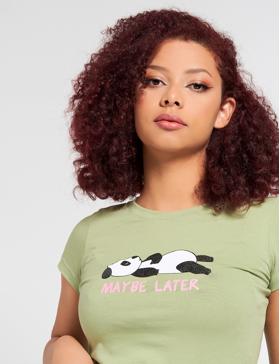 Camiseta Maybe Later verde oliva