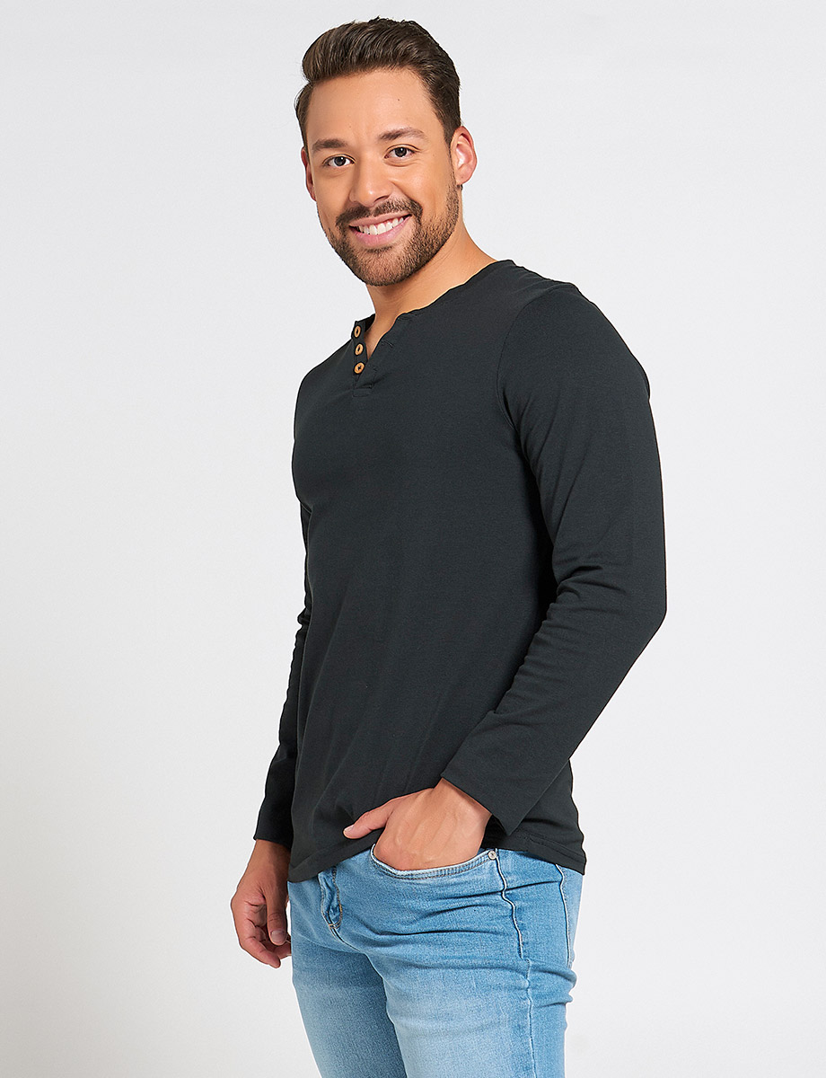 Buzo Básico Cuello Henley 3 Botones